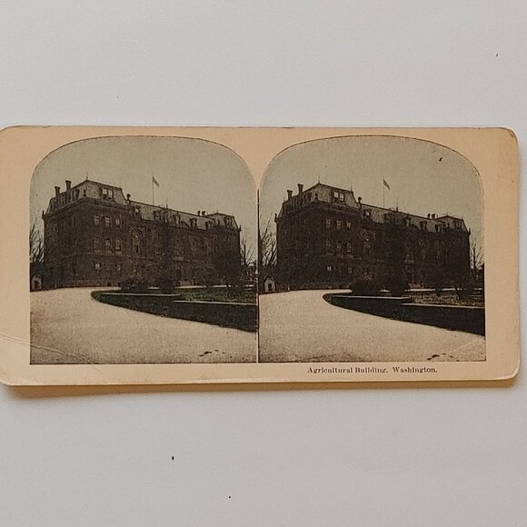 Antique STEREOGRAPH CARD Agricultural Building, Washington - Picture 1 of 3